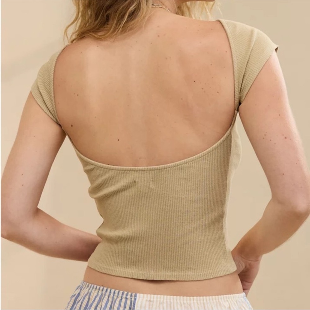 Aerie Tan Low Back Crop Top